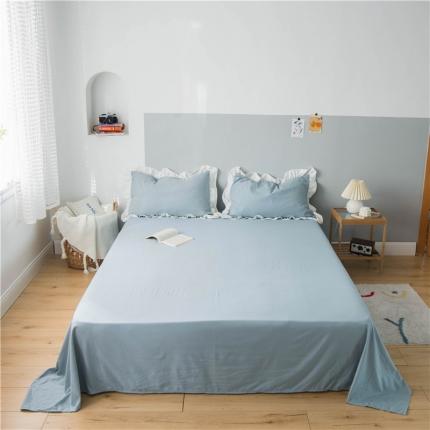 91家纺网 家纺一手货源 找家纺 （总）轻奢坊 2020新款水洗棉日系褶皱短花边单品床单