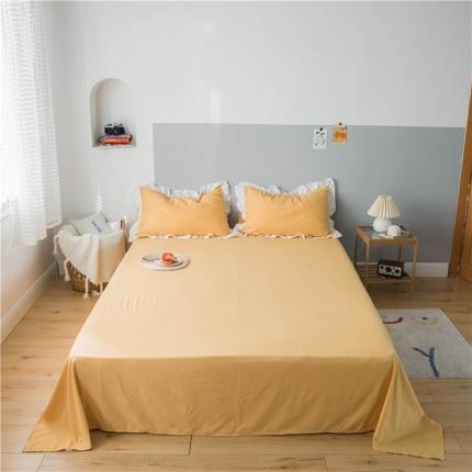 91家纺网 家纺一手货源 找家纺 （总）轻奢坊 2020新款水洗棉日系褶皱短花边单品床单