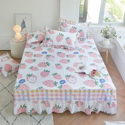 单品床罩类1-1：全棉普款单层床裙萌夏系列(信封和花边枕）