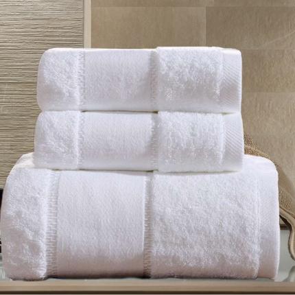 （总）舒奇纺织 新款白色酒店绣花款毛浴巾三件套