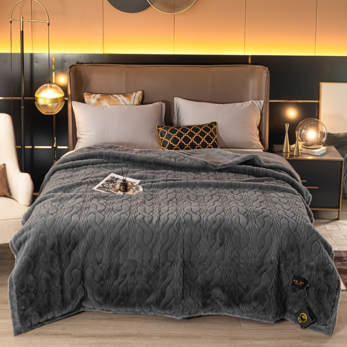 91家纺网 家纺一手货源 找家纺 凯轩毛毛毯毯子 仿裘皮毛毛毯毯子 绅士灰