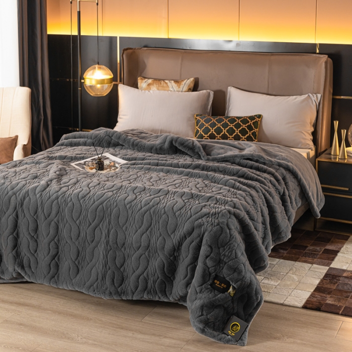 91家纺网 家纺一手货源 找家纺 凯轩毛毛毯毯子 仿裘皮毛毛毯毯子 绅士灰