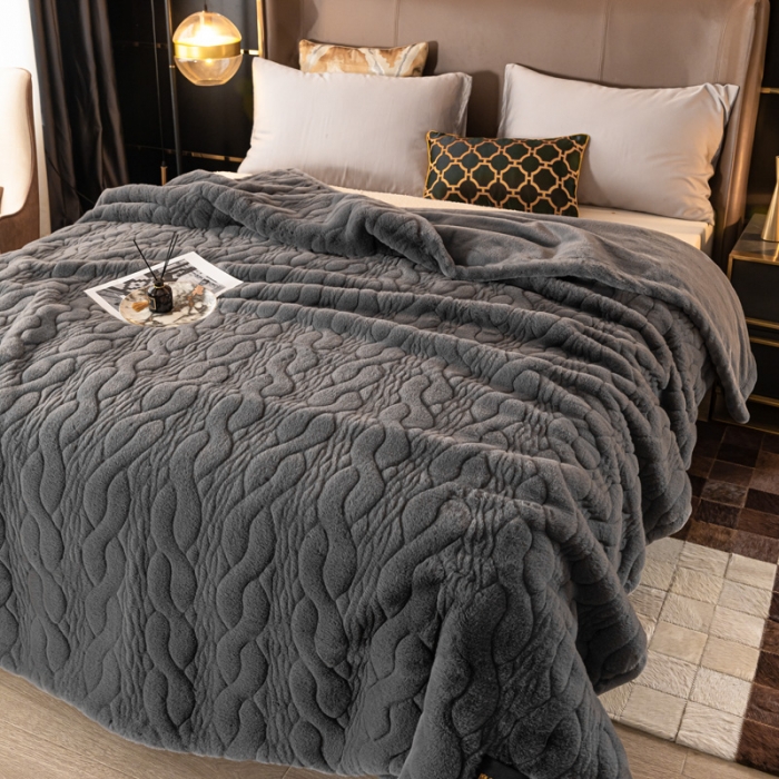 91家纺网 家纺一手货源 找家纺 凯轩毛毛毯毯子 仿裘皮毛毛毯毯子 绅士灰