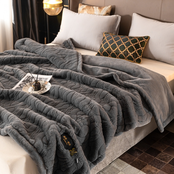 91家纺网 家纺一手货源 找家纺 凯轩毛毛毯毯子 仿裘皮毛毛毯毯子 绅士灰