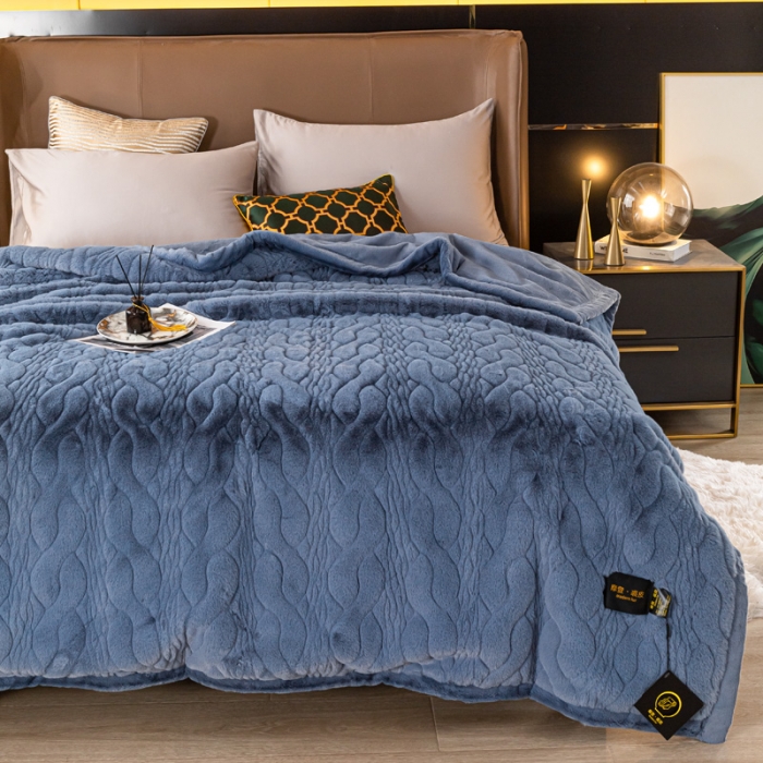 91家纺网 家纺一手货源 找家纺 凯轩毛毛毯毯子 仿裘皮毛毛毯毯子 淡蓝