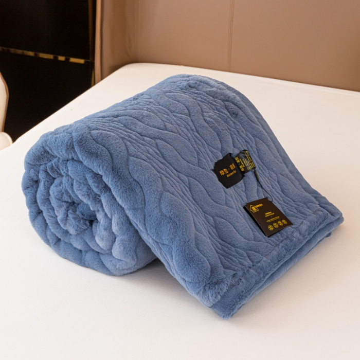 91家纺网 家纺一手货源 找家纺 凯轩毛毛毯毯子 仿裘皮毛毛毯毯子 淡蓝