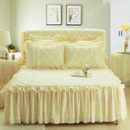 91家纺网 家纺一手货源 找家纺 好儿喜 2022新款磨毛单床裙浪漫满屋系列 浪漫满屋-米色