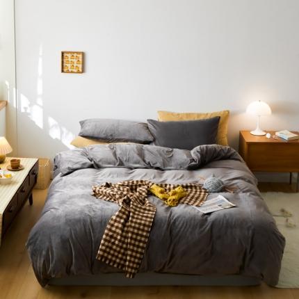 91家纺网 家纺一手货源 找家纺 （总）2021新款高克重简约北欧风牛奶绒天鹅绒法莱绒四件套