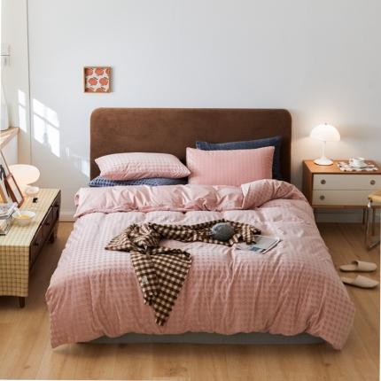 91家纺网 家纺一手货源 找家纺 （总）梦享生活家居 2021新款天鹅绒轻奢千鸟格四件套