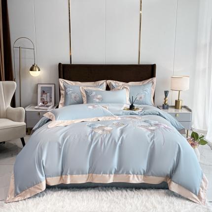 91家纺网 家纺一手货源 找家纺 （总）品家居 2021新款180S全棉澳棉刺绣四件套-艾妮尔