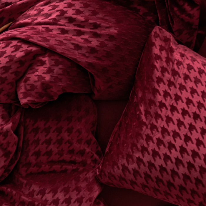 91家纺网 家纺一手货源 找家纺 （总）梦享生活家居 2021新款天鹅绒轻奢千鸟格四件套