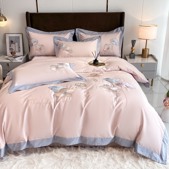 91家纺网 家纺一手货源 找家纺 （总）品家居 2021新款180S全棉澳棉刺绣四件套-艾妮尔