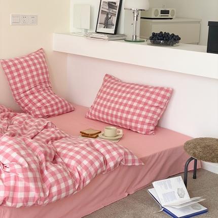 91家纺网 家纺一手货源 找家纺 （总）梦享生活家居 2021新款水洗棉色织全棉四件套-晓月格