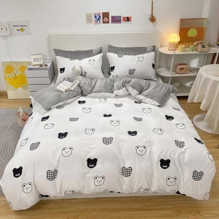 91家纺网 家纺一手货源 找家纺 （总）子钦家纺 2023新款赫本风棉加绒牛奶绒四件套