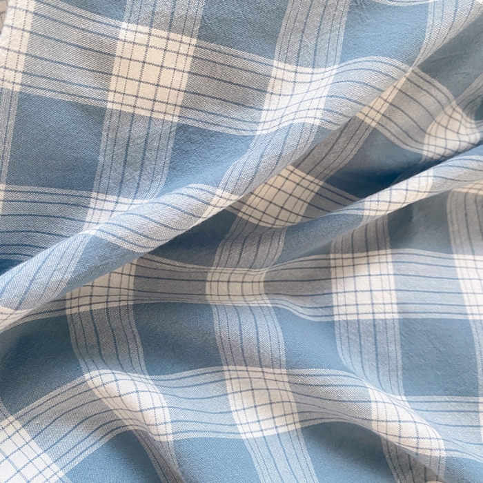 91家纺网 家纺一手货源 找家纺 梦享生活家居 2021新款水洗棉色织全棉四件套 晓月格雾蓝