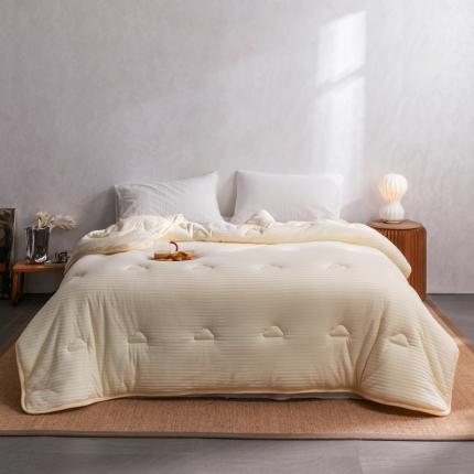 91家纺网 家纺一手货源 找家纺 风向标 2022新款全棉针织棉大豆秋冬被 奶黄细条