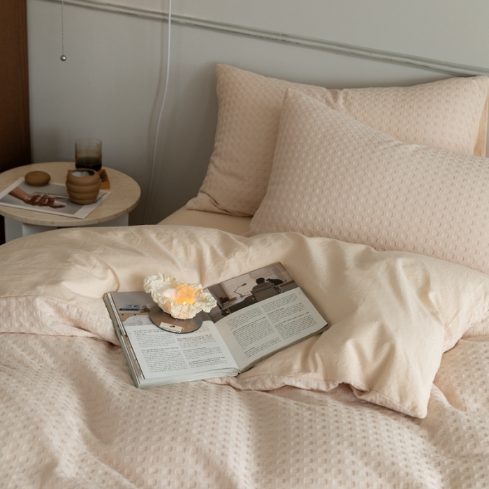 91家纺网 家纺一手货源 找家纺 （总）梦享生活 2021新款华夫格水洗棉四件套