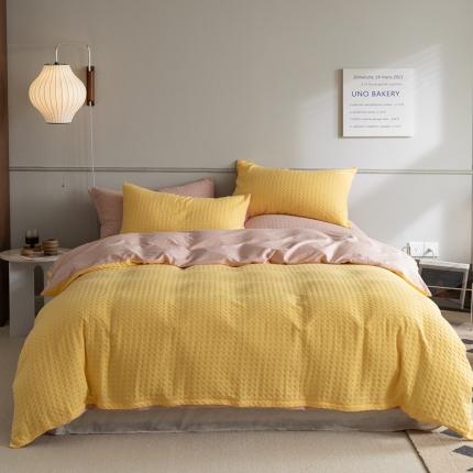 梦享生活 2021新款华夫格水洗棉四件套 蒂蔻