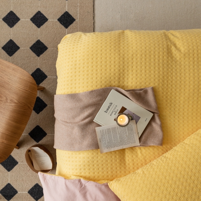 91家纺网 家纺一手货源 找家纺 梦享生活 2021新款华夫格水洗棉四件套 蒂蔻