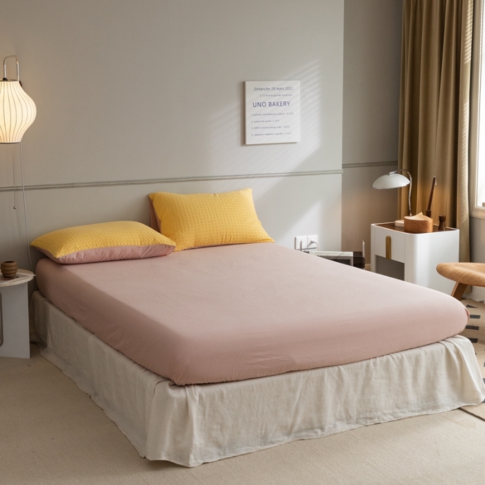 91家纺网 家纺一手货源 找家纺 梦享生活 2021新款华夫格水洗棉四件套 蒂蔻