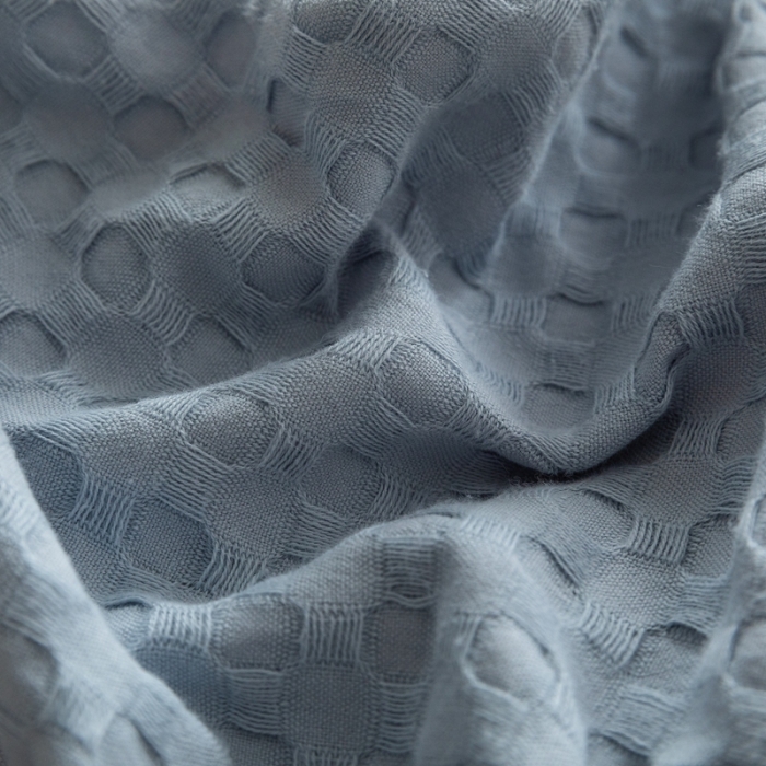 91家纺网 家纺一手货源 找家纺 梦享生活 2021新款华夫格水洗棉四件套 雾青