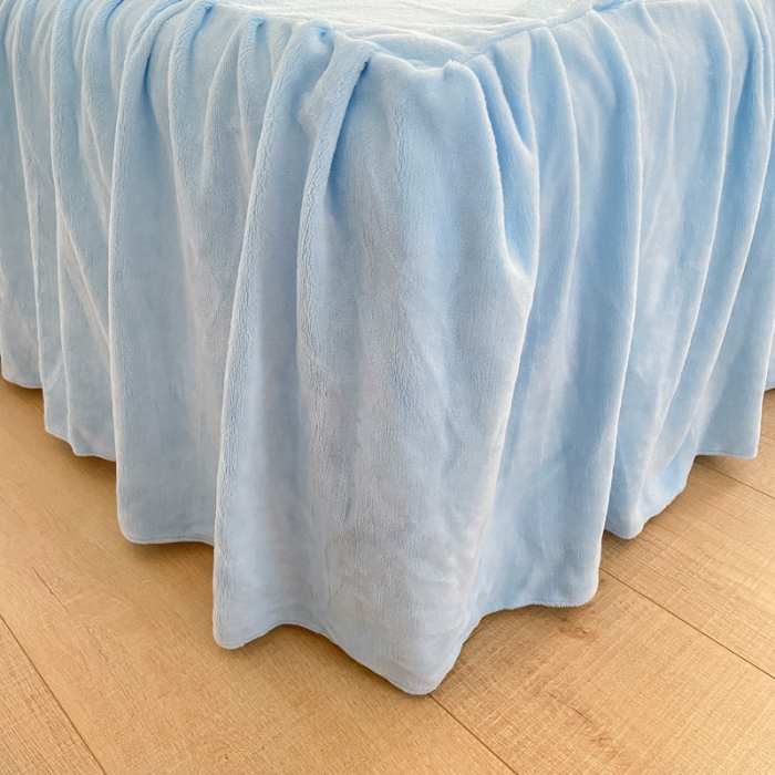 91家纺网 家纺一手货源 找家纺 安哆啦2021新款230g毛巾绣牛奶绒花边四件套萌萌兔海盐蓝