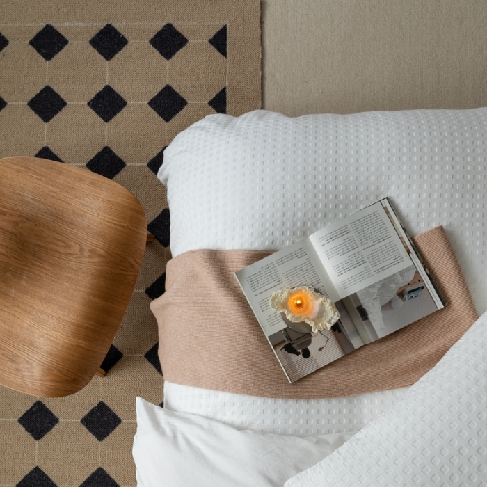 91家纺网 家纺一手货源 找家纺 梦享生活 2021新款华夫格水洗棉四件套 月白