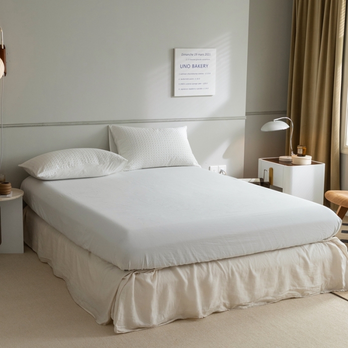 91家纺网 家纺一手货源 找家纺 梦享生活 2021新款华夫格水洗棉四件套 月白