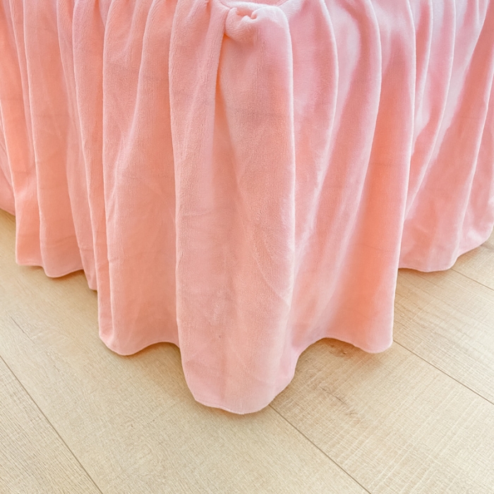 91家纺网 家纺一手货源 找家纺 安哆啦2021新款230g毛巾绣牛奶绒花边四件套萌萌兔蜜桃粉