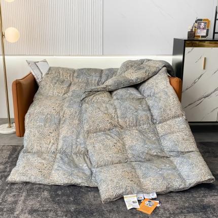 91家纺网 家纺一手货源 找家纺 匠心 2021新款印花鹅绒被 素雅-灰绿