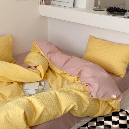 91家纺网 家纺一手货源 找家纺 （总）梦享生活 2021新款华夫格水洗棉四件套