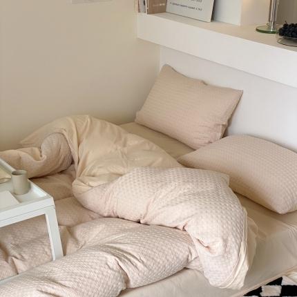 91家纺网 家纺一手货源 找家纺 （总）梦享生活 2021新款华夫格水洗棉四件套