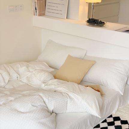 梦享生活 2021新款华夫格水洗棉四件套 白色