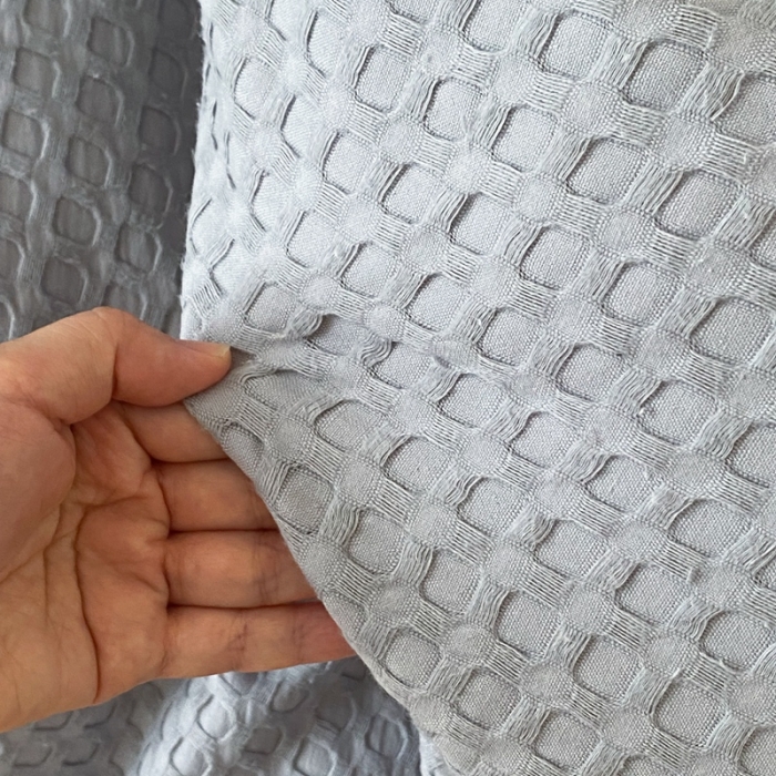 91家纺网 家纺一手货源 找家纺 梦享生活 2021新款华夫格水洗棉四件套 浅灰