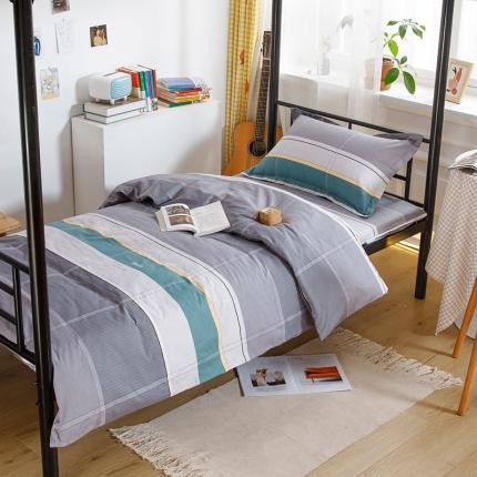 91家纺网 家纺一手货源 找家纺 凌云家纺 2025新款全棉学生全包床笠三件套 波尔兰卡-绿