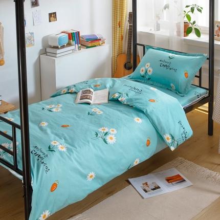 91家纺网 家纺一手货源 找家纺 凌云家纺 2025新款全棉学生全包床笠三件套 小雏菊-蓝