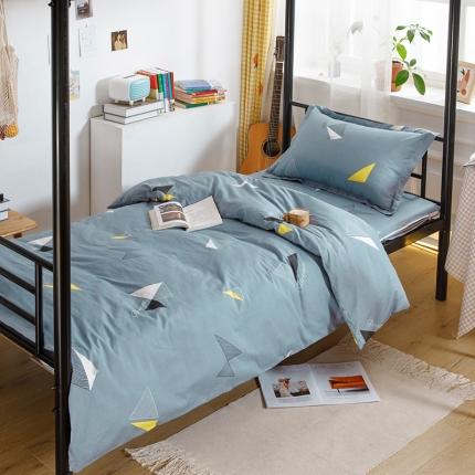 91家纺网 家纺一手货源 找家纺 凌云家纺 2025新款全棉学生全包床笠三件套 英伦时尚-灰