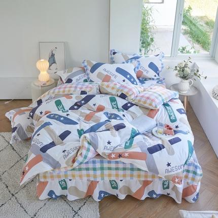 91家纺网 家纺一手货源 找家纺 （总）爱妮玖玖 2021新款萌夏卡通单层床裙四件套