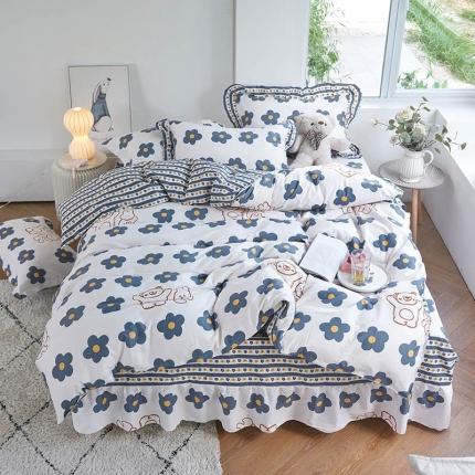 91家纺网 家纺一手货源 找家纺 （总）爱妮玖玖 2021新款萌夏卡通单层床裙四件套