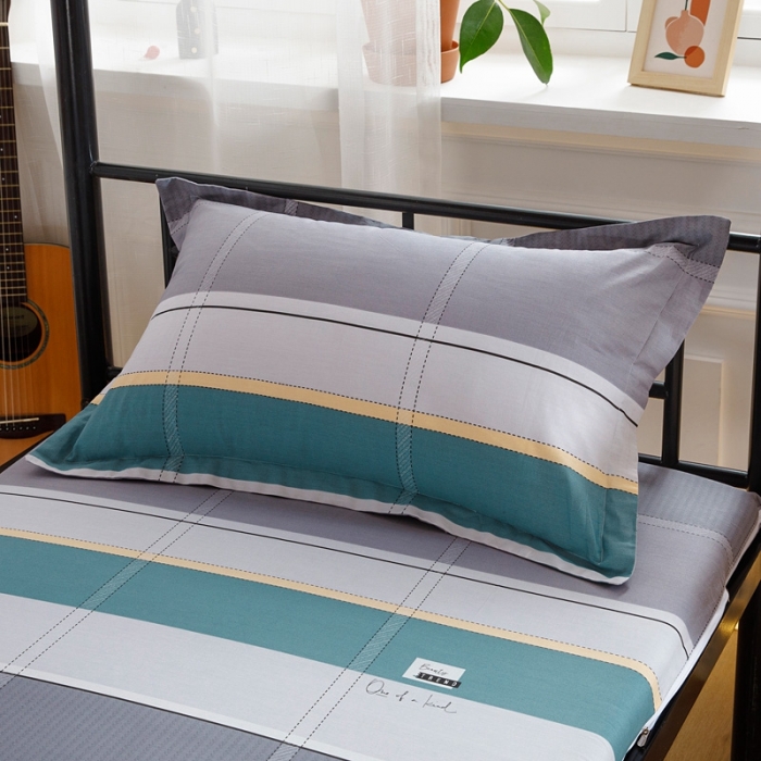 91家纺网 家纺一手货源 找家纺 凌云家纺 2025新款全棉学生全包床笠三件套 波尔兰卡-绿