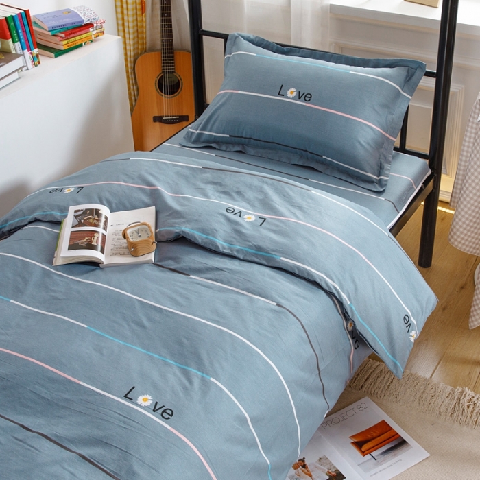 91家纺网 家纺一手货源 找家纺 凌云家纺 2025新款全棉学生全包床笠三件套 雏菊暗恋-灰