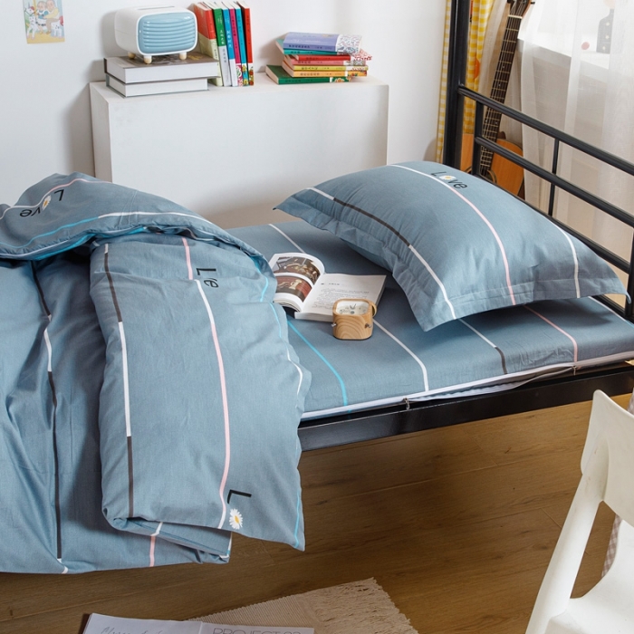 91家纺网 家纺一手货源 找家纺 凌云家纺 2025新款全棉学生全包床笠三件套 雏菊暗恋-灰