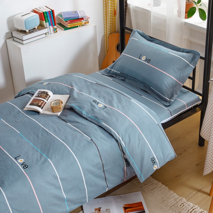 91家纺网 家纺一手货源 找家纺 凌云家纺 2025新款全棉学生全包床笠三件套 雏菊暗恋-灰