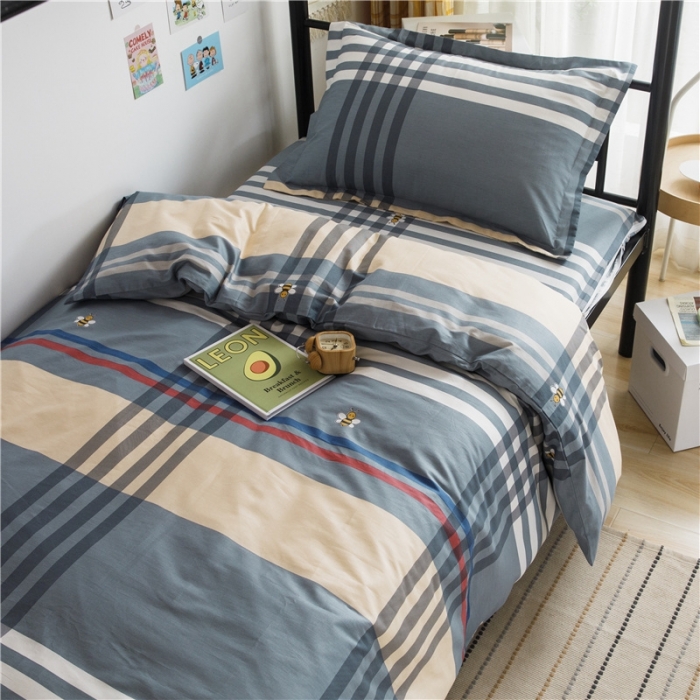 91家纺网 家纺一手货源 找家纺 凌云家纺 2025新款全棉学生全包床笠三件套 品质生活-灰