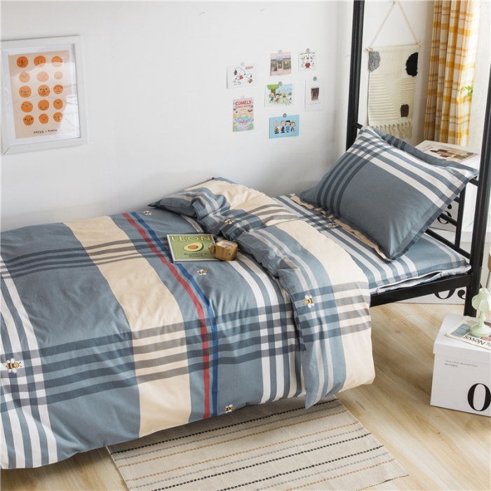 91家纺网 家纺一手货源 找家纺 凌云家纺 2025新款全棉学生全包床笠三件套 品质生活-灰