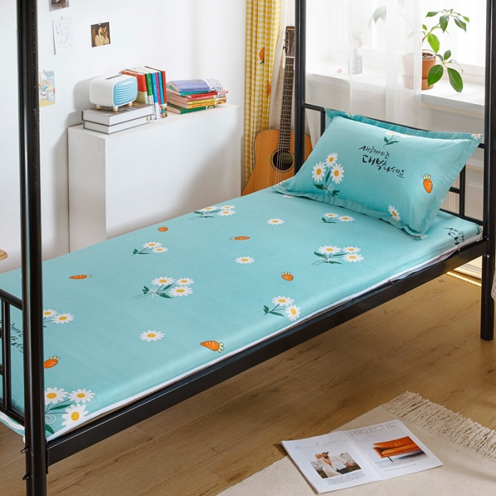 91家纺网 家纺一手货源 找家纺 凌云家纺 2025新款全棉学生全包床笠三件套 小雏菊-蓝