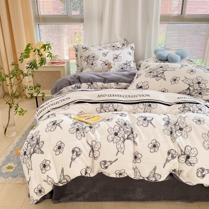 91家纺网 家纺一手货源 找家纺 上尚居 2022新款加厚保暖牛奶绒四件套 赫本花