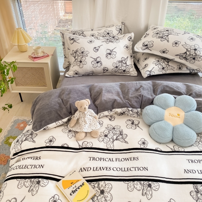 91家纺网 家纺一手货源 找家纺 上尚居 2022新款加厚保暖牛奶绒四件套 赫本花