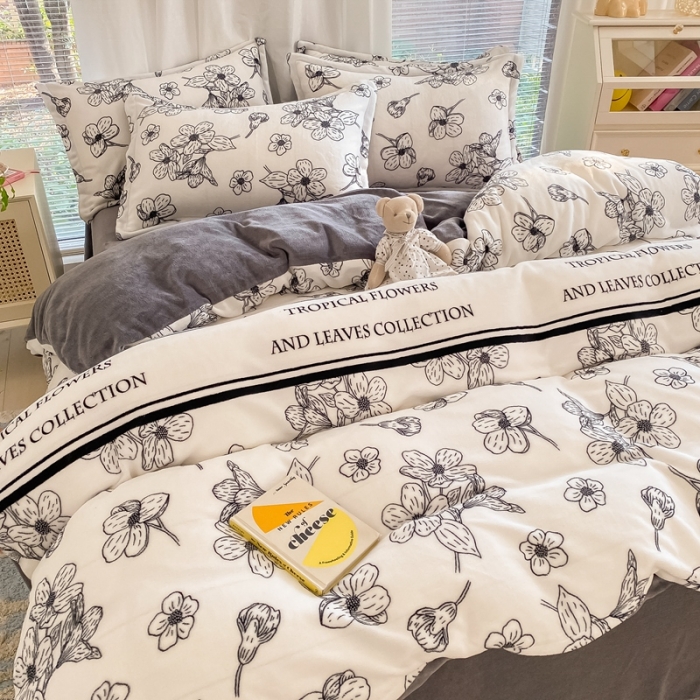 91家纺网 家纺一手货源 找家纺 上尚居 2022新款加厚保暖牛奶绒四件套 赫本花