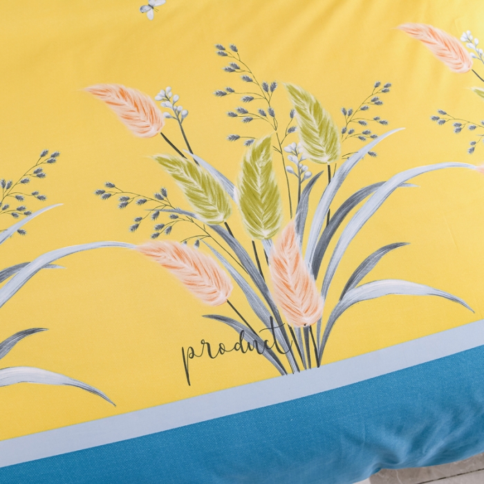 91家纺网 家纺一手货源 找家纺 佑佳家纺新款140克磨毛印花植物羊绒四件套繁华似锦-黄